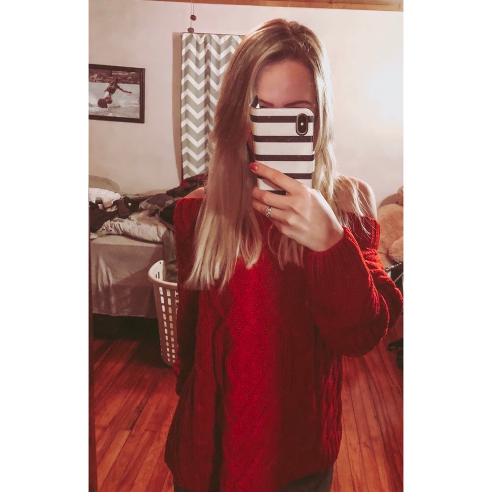 Red Oversized Knit Sweater ❤️